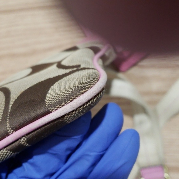 Coach Leather Bag - Crossbody - Brown, Tan Canvas & Pink  #A0867-41207 7.5"x8.5" - Picture 12 of 13